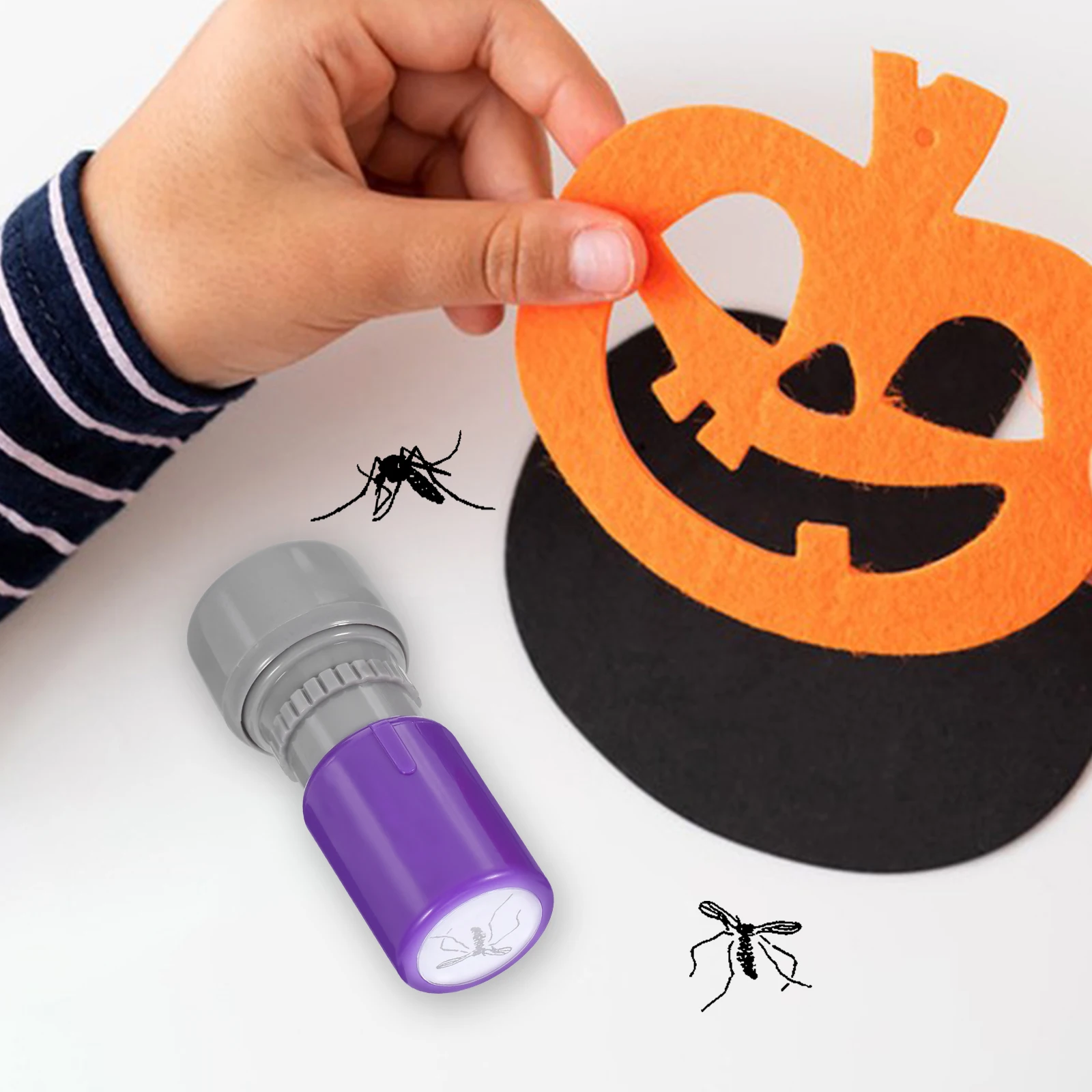 

2 Pcs Prank Stamp Toy Fake Mosquito Pattern Manual Inking Portable Party Favor Novelty Trick Gadgets Halloween
