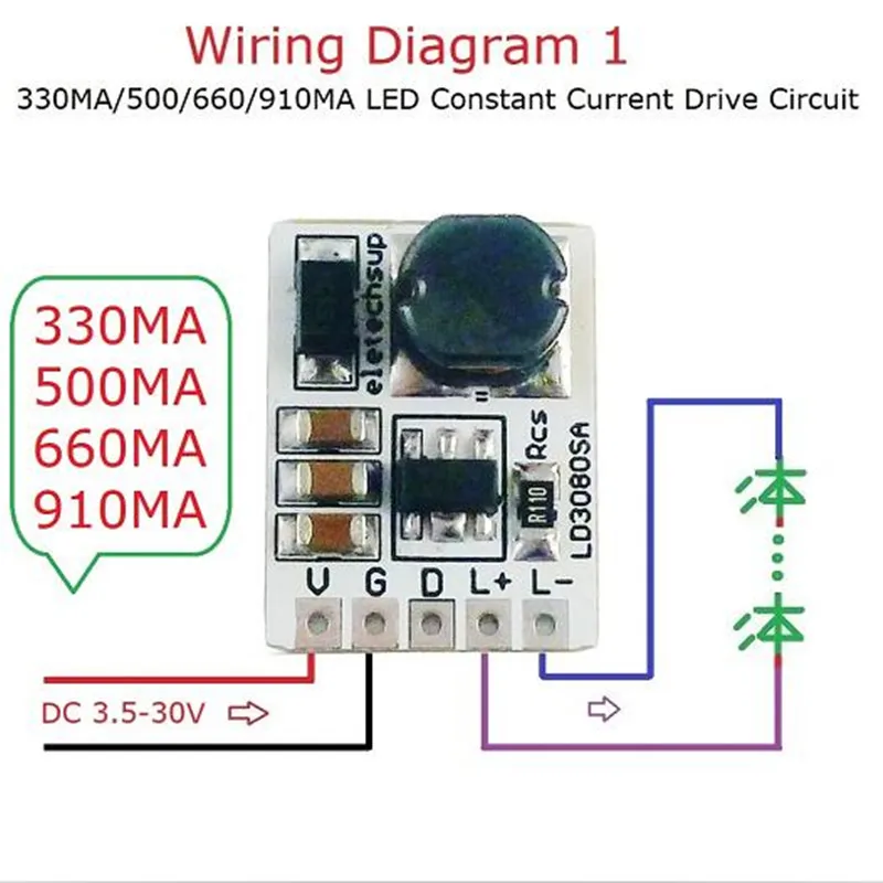 10pcs LD3080SA 20W DC 3.5-30V 330MA/500/660/910MA Step-down HB LED Driver Module