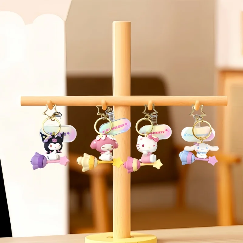 Sanrio Character Magic Wand Keyring Set Kuromi My Melody Hello Kitty Cinnamoroll Bag Pendant Accessory Gift