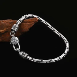 Bracelet en Argent Exquis pour Homme, Rétro, Salle Sophia, Sculpture JOSculpture, Pétale Vajra, Bijoux de Charme à la Mode, 3mm, 18 cm, 10 cm, 22cm