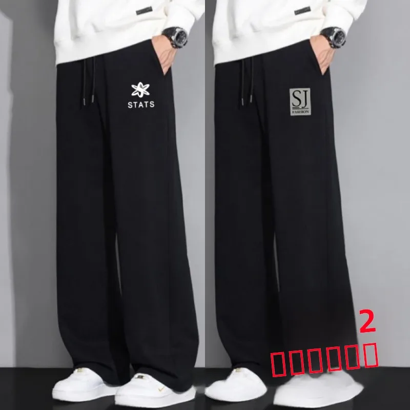 

Мужские свободные брюки прямого кроя, тонкие, летние, осенние, больших размеров, в корейском стиле, с модным принтом, спортивные, повседневные, эластичные