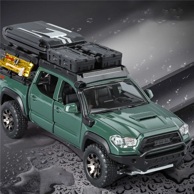 Veicoli fuoristrada in metallo pressofuso Simulazione di luci sonore Giocattoli per bambini Versione da viaggio Pickup Modelli di auto in lega Regalo