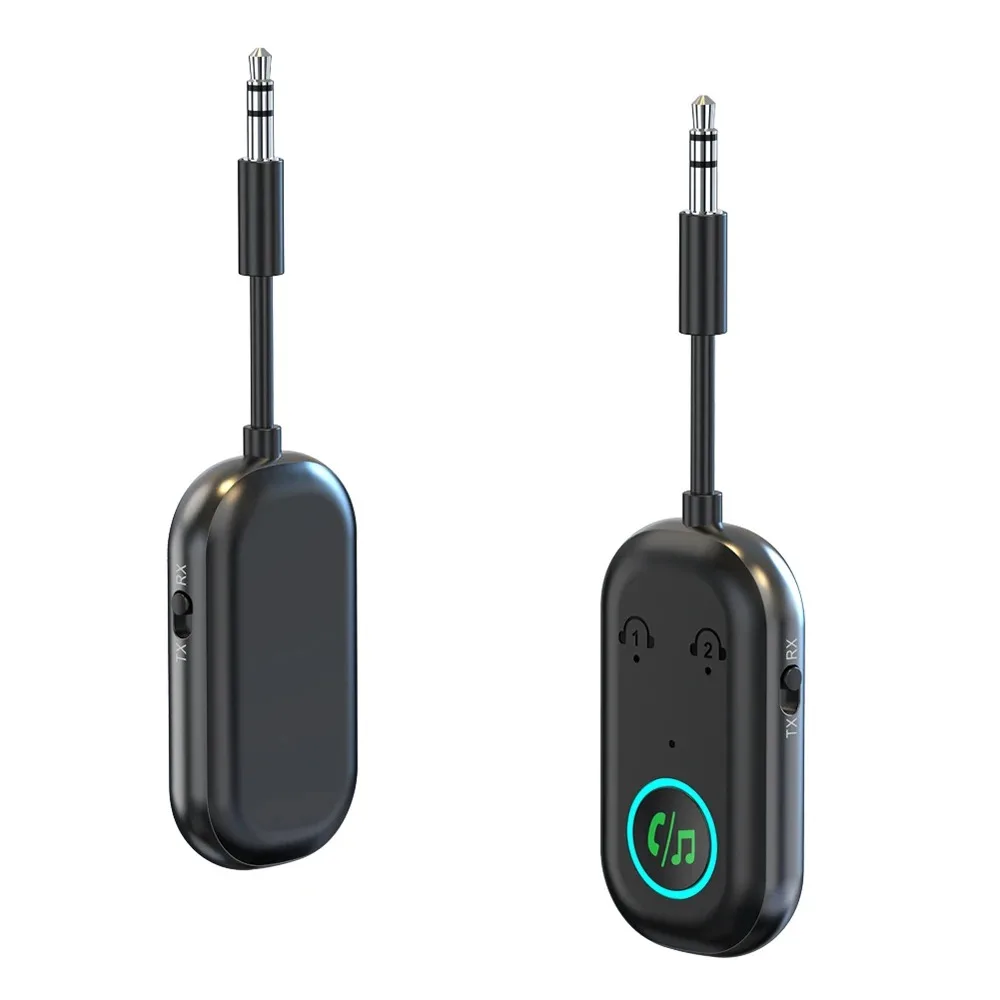 2-em-1 adaptador bluetooth transmissor receptor bluetooth 5.3 sem fio 3.5mm adaptador estéreo para fones de ouvido tv áudio do carro