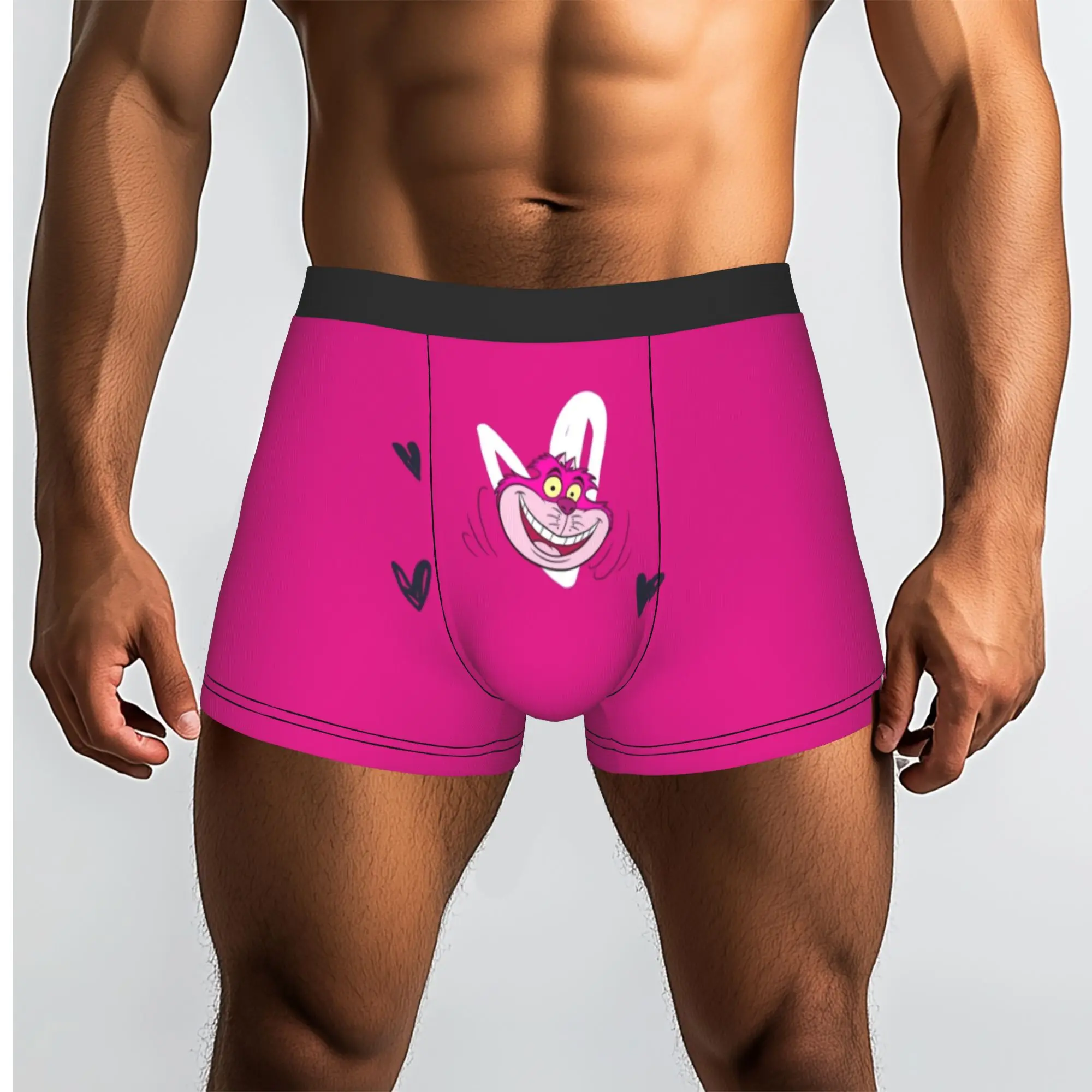Custom C-Cheshire Anime Cat Underwear Men Breathable  Boxer Briefs Shorts Panties Soft Underpants For Homme