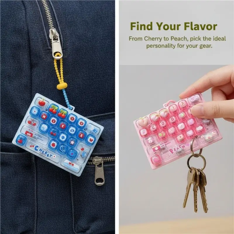 26 Key Mini Stress Relief Keyboard Toy Keychain Fun Fidget Pendant Stocking Stuffer Birthday Gift for Kids Teens
