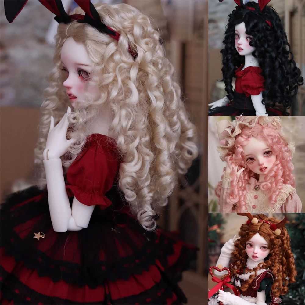 

D09-P724 children handmade toy 1/3 1/4 uncle doll BJD/SD doll's wig pink gold Imitation mohair wig vintage small curly hair