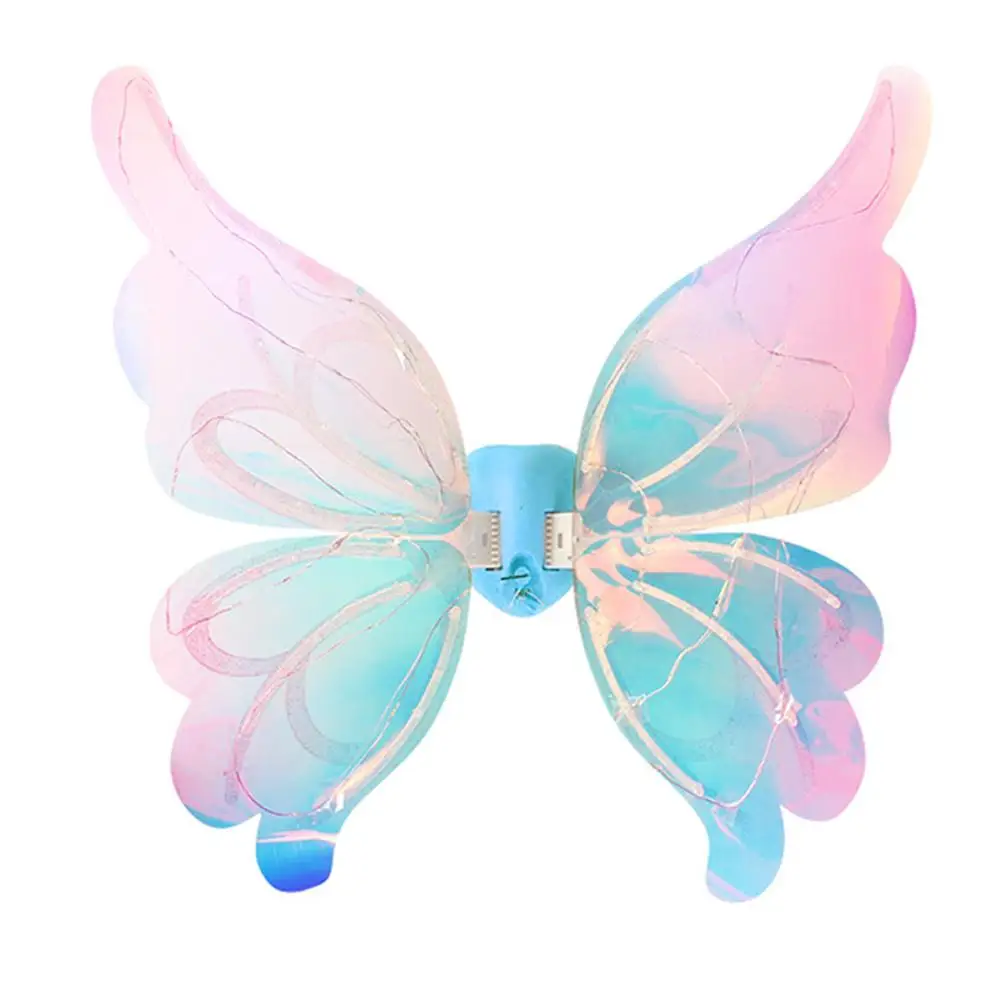 Ala di farfalla elettrica incandescente per bambini farfalla di Halloween giocattolo in movimento ali regalo musica luminosa giocattolo Elf Angel Fairy Gir O2H9