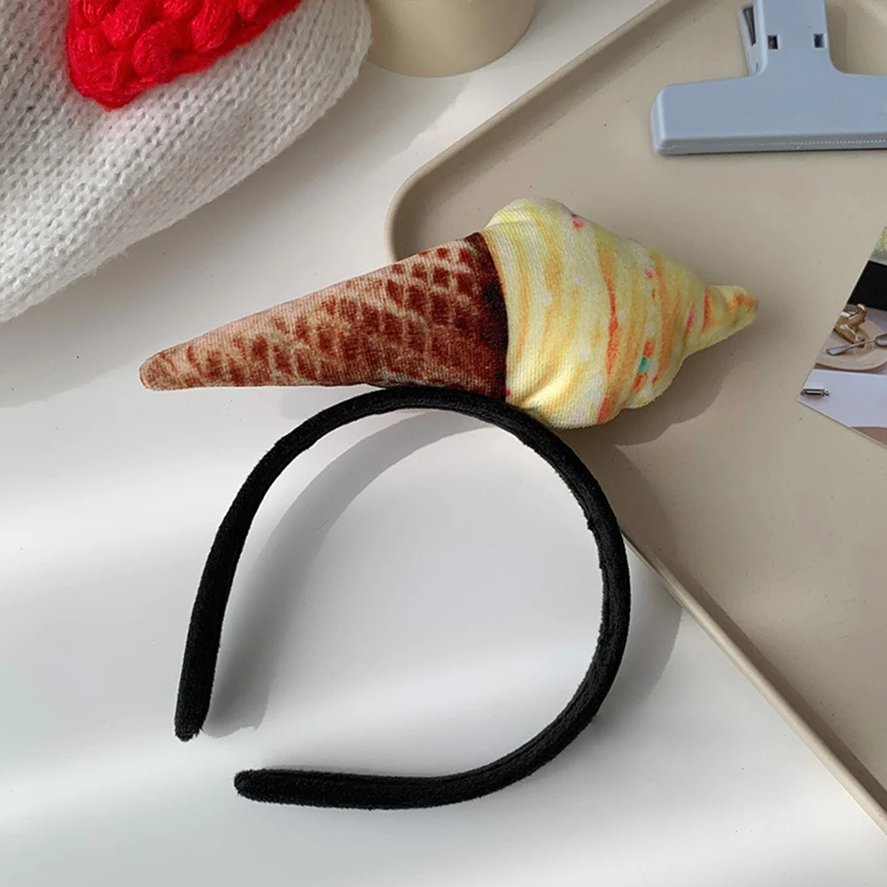 Pink Ice Cream Headband Simulated Food Headpiece Women Girls Funny Hair Hoop For Washing Face Hair Band Dresssing Up Cosplay