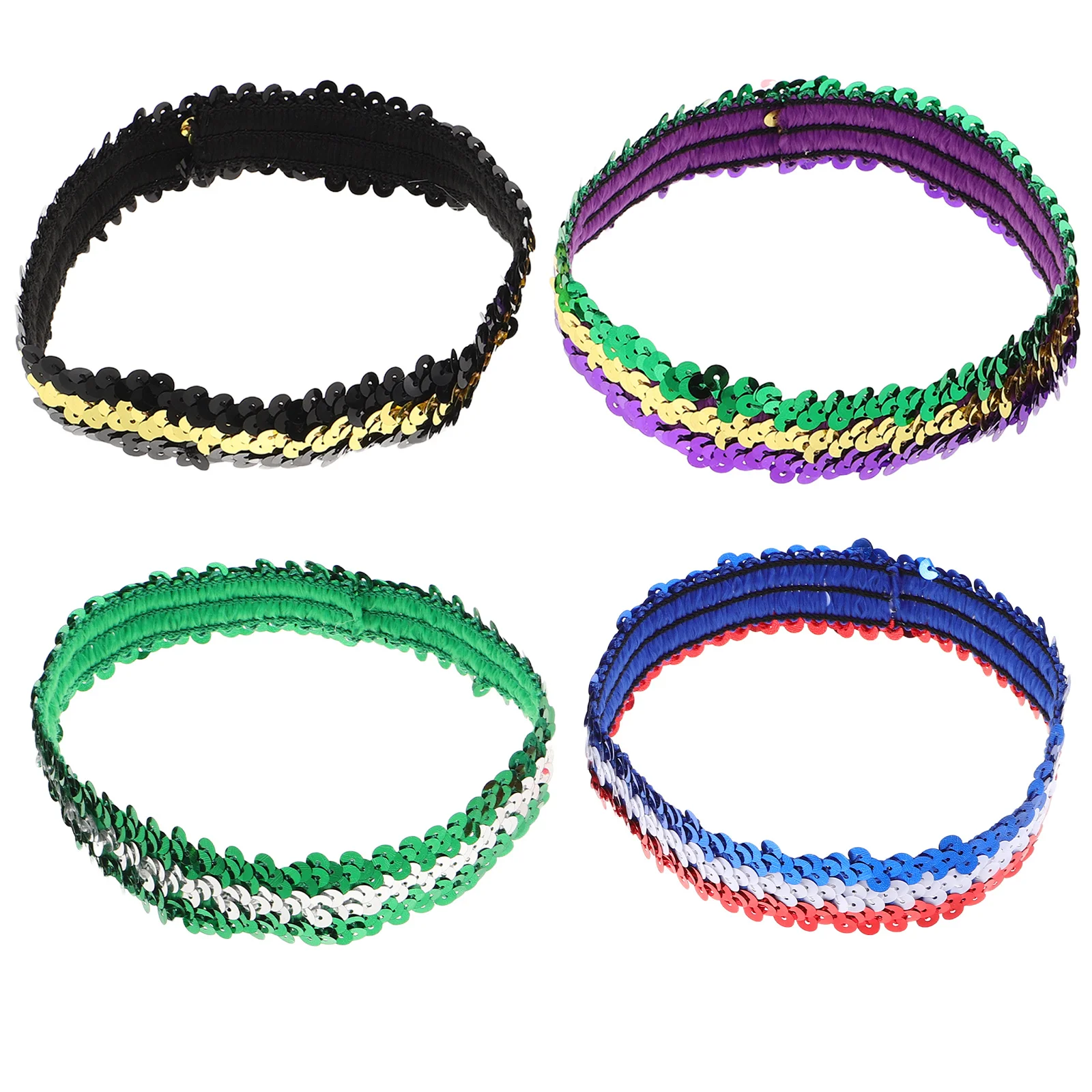 

4 шт. эластичные повязки на голову с блестками, разноцветные блестящие аксессуары для волос, вечерние, фестивальные, для тренировок, модная повязка на голову для женщин