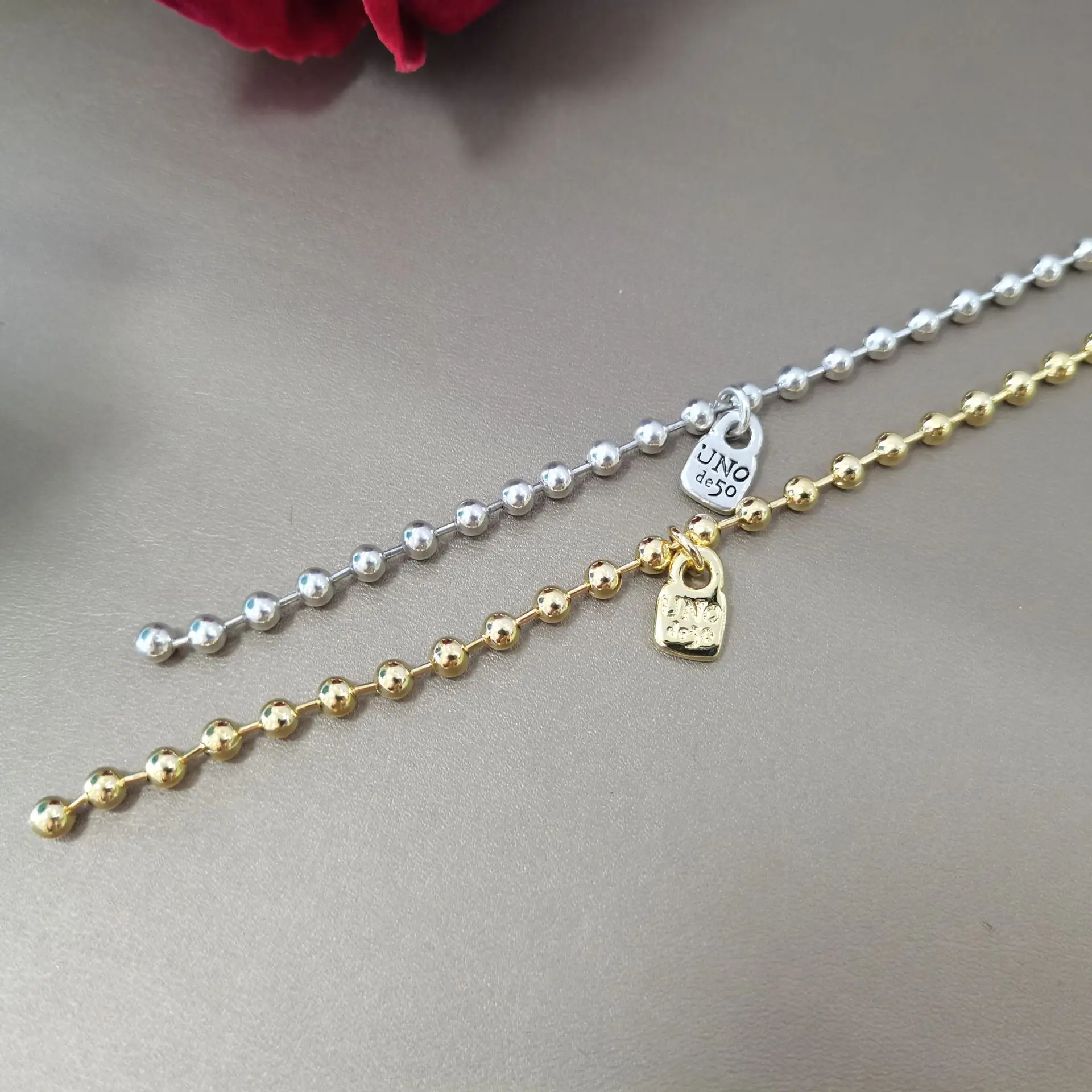 2022 new UNOde50 exquisite fashion electroplating 925 silver 14K exquisite ball bracelet jewelry gifts