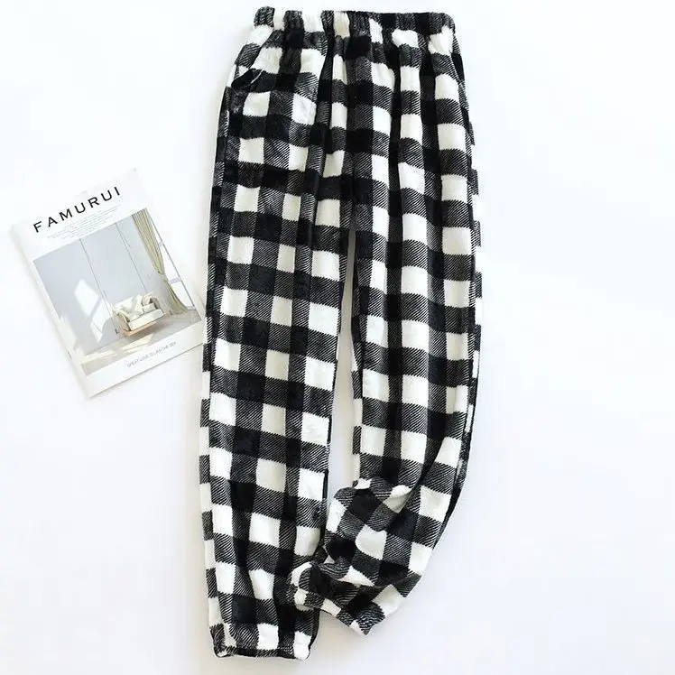 Pajama Pants Women Flannel Warm Pants Plus Fleece Thickened Coral Fleece Pants Large Size Warm Home Pants for Autumn Winter