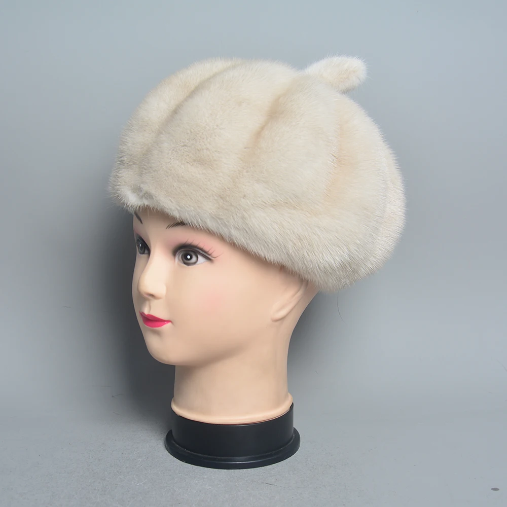 2024 Fashion Mink Fur Cap For Women Real Natural Whole Fur Hat Top Accessories Warm Ln Russian Winter Fur Hats For Lady