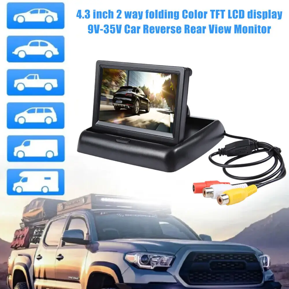 

4.3" TFT LCD Foldable HD Screen Monitor For Car Rear View Backup Reverse Camera