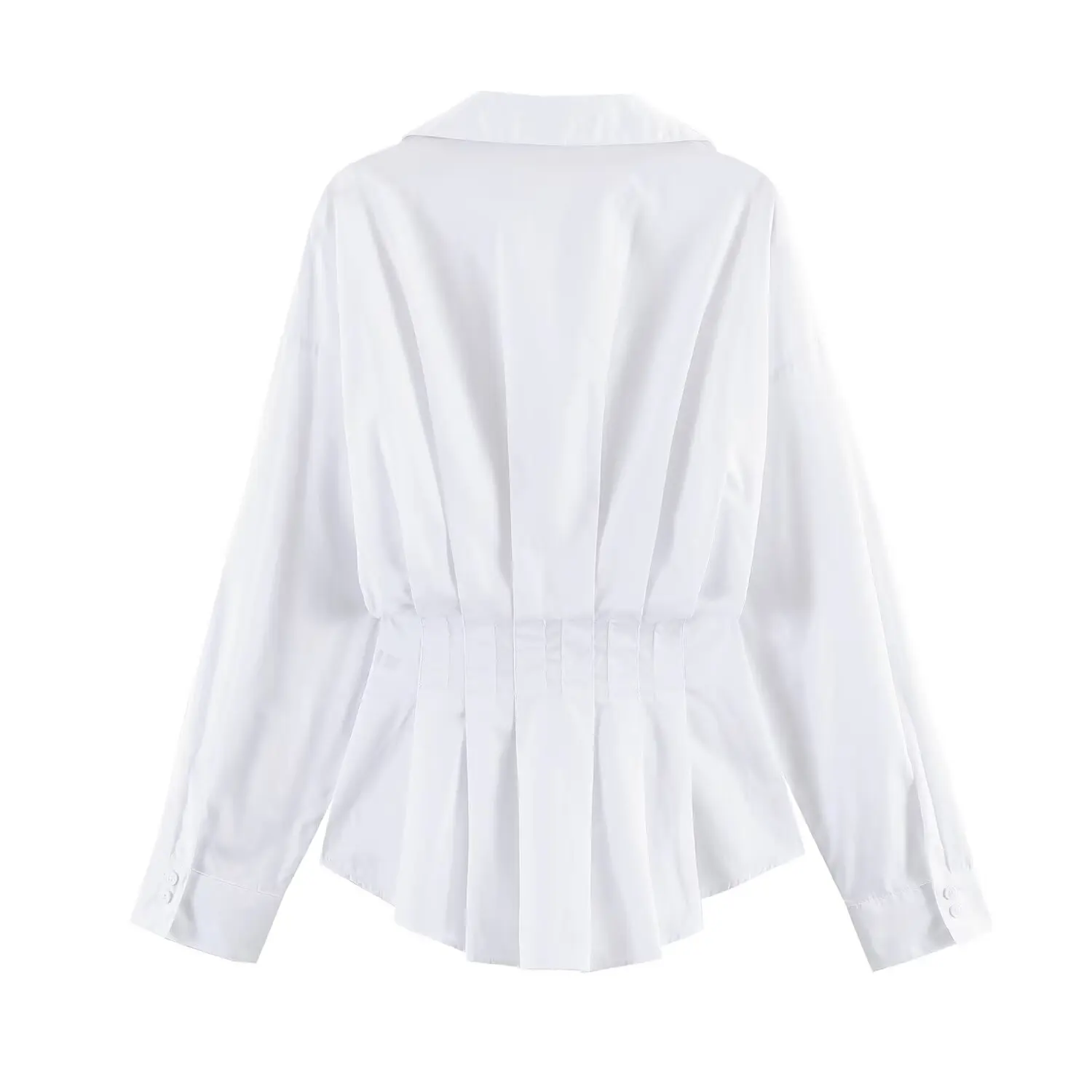 BSAY Neue Damen-Bluse mit elegantem V-Ausschnitt und langen Ärmeln, plissiert, tailliert, Peplum-Shirt, gestreift, einfarbig, lässig, für Büro und Arbeit – Detail 8