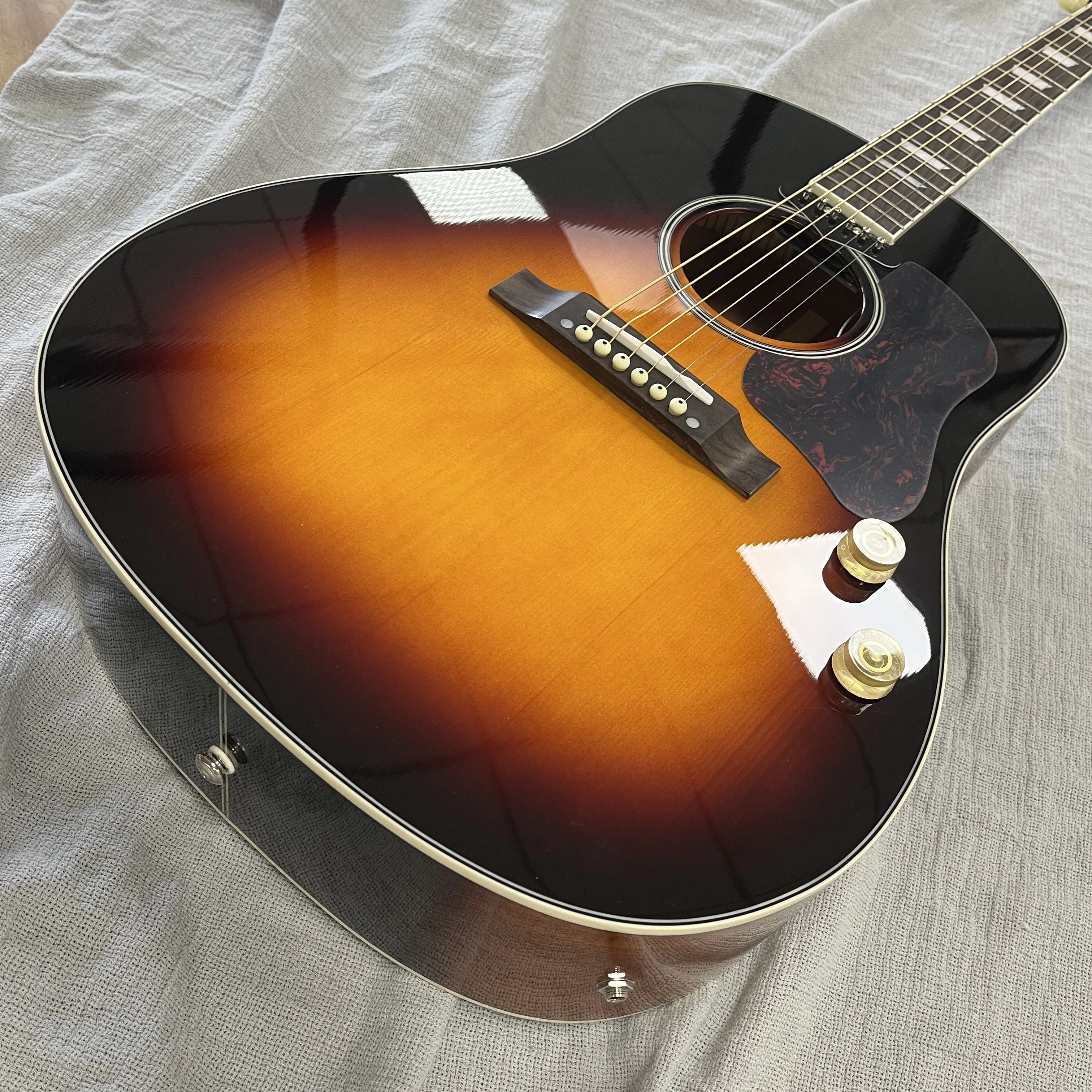 

Электроакустическая гитара J-160E Sunburst с цельной еловой верхней декой и звукоснимателями, подарок для любителей гитар, бесплатная доставка
