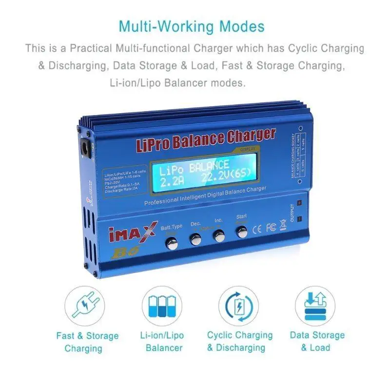 

652F B6 80 Вт Зарядное устройство Lipo NiMh Li-ion Ni-Cd Digital RC B6 Lipro