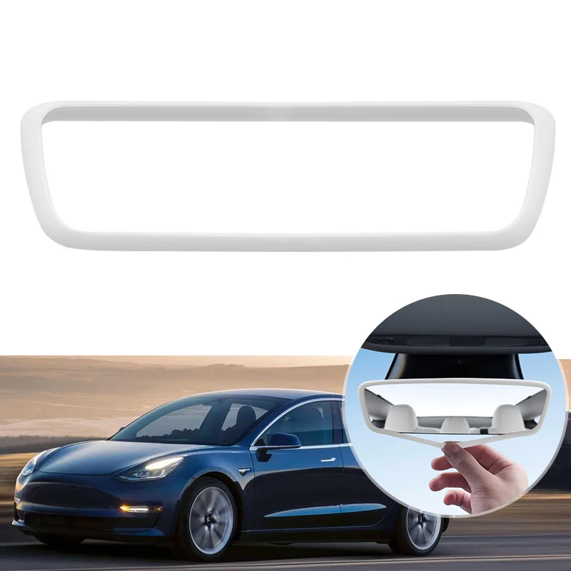 Rearview Mirror Protector Trim Silicone Decor Frame White Protection Strip For Tesla Model 3 Y 2023 Tesla Interior Accessories