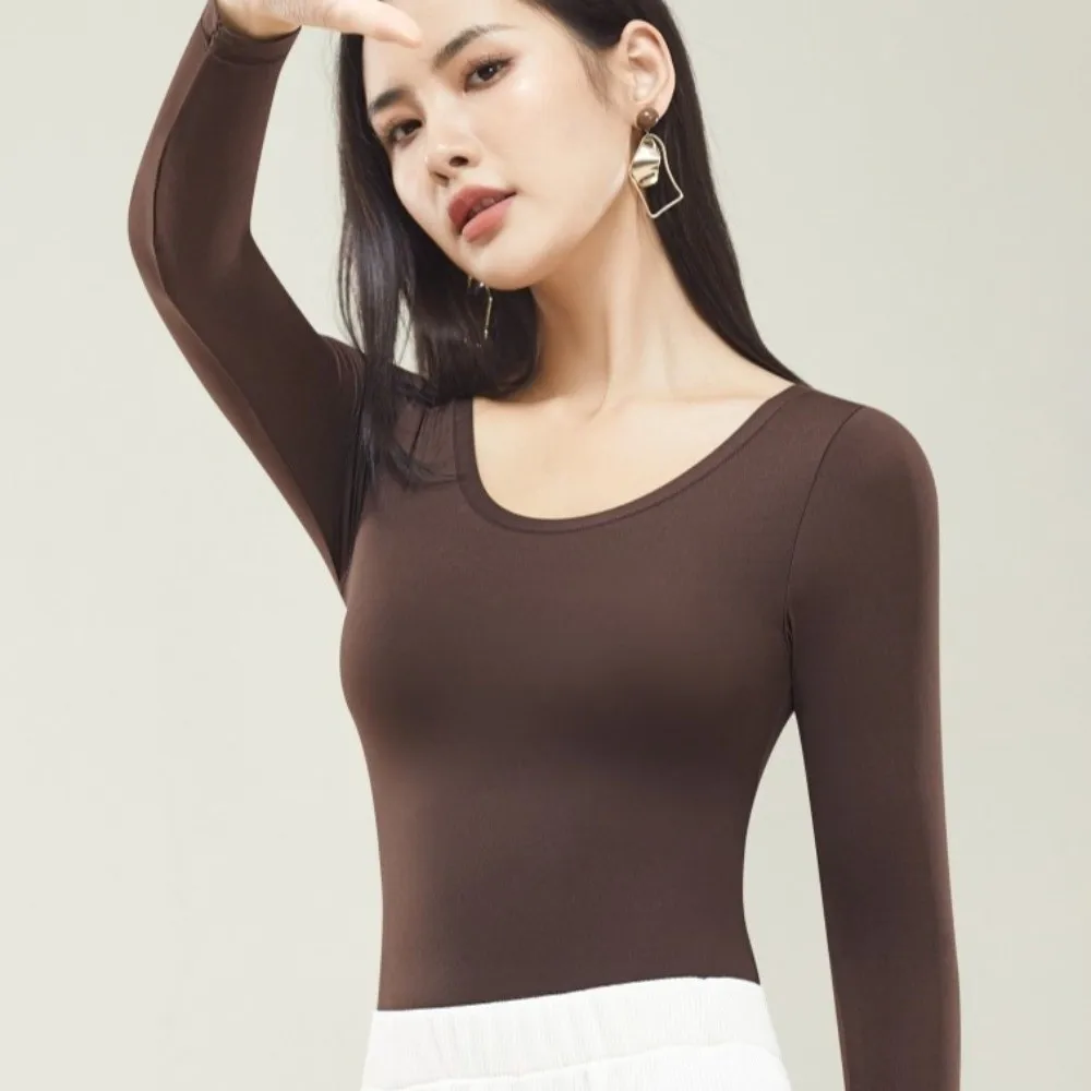 Ultra Thin Women Thermal Clothes Tops and Pants Set Invisible Thermal Underwear Lingerie Round Neck Warmth Long Pants Undershirt
