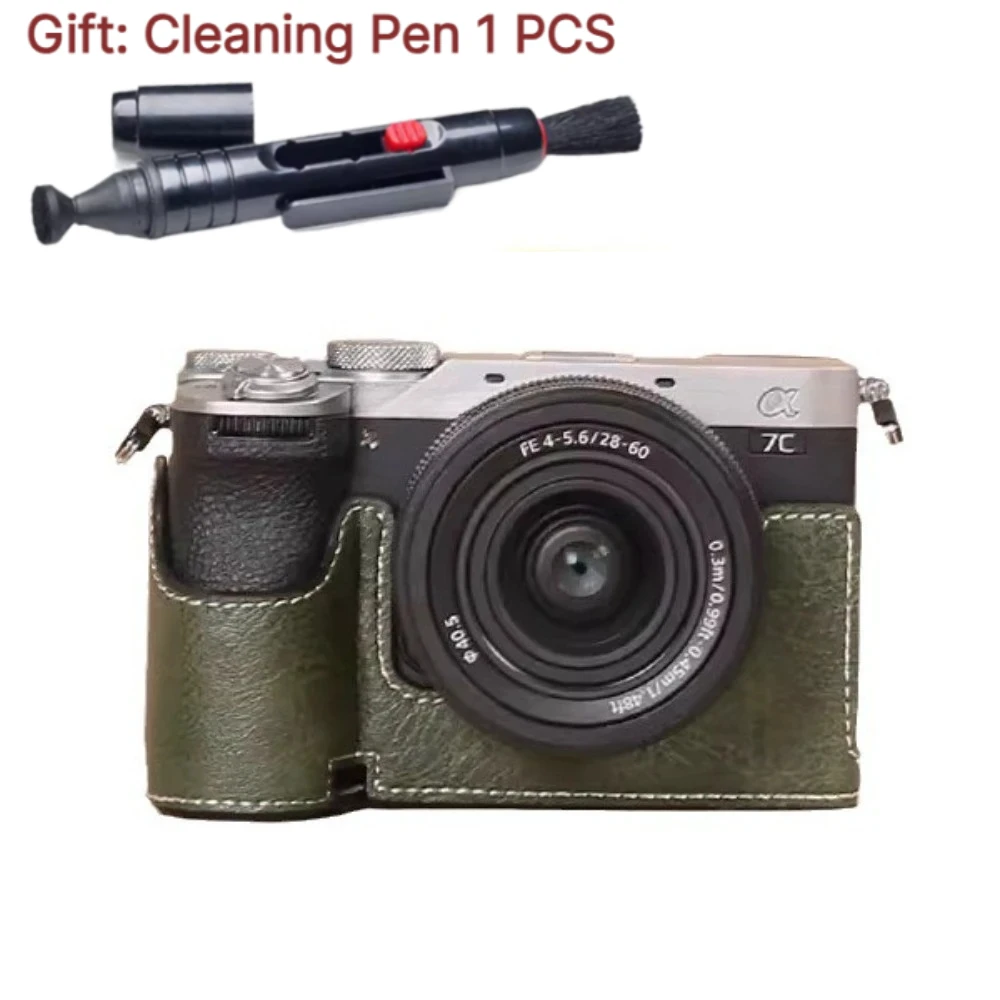Micro-single Camera bag a7cr Portable protective case For Sony A7CR A7C2 PU Leather case base A7CII + 1 PCS Free Cleaning Pen