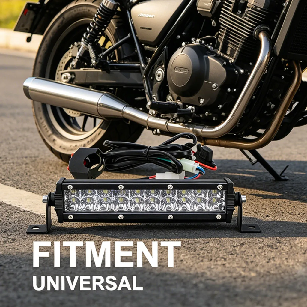 

1pc Motorcycle Spotlight 23*15*15cm High Brightness Dual Row LED Light Bar For Off-Road Motorcycle Modified Lighting Lamp