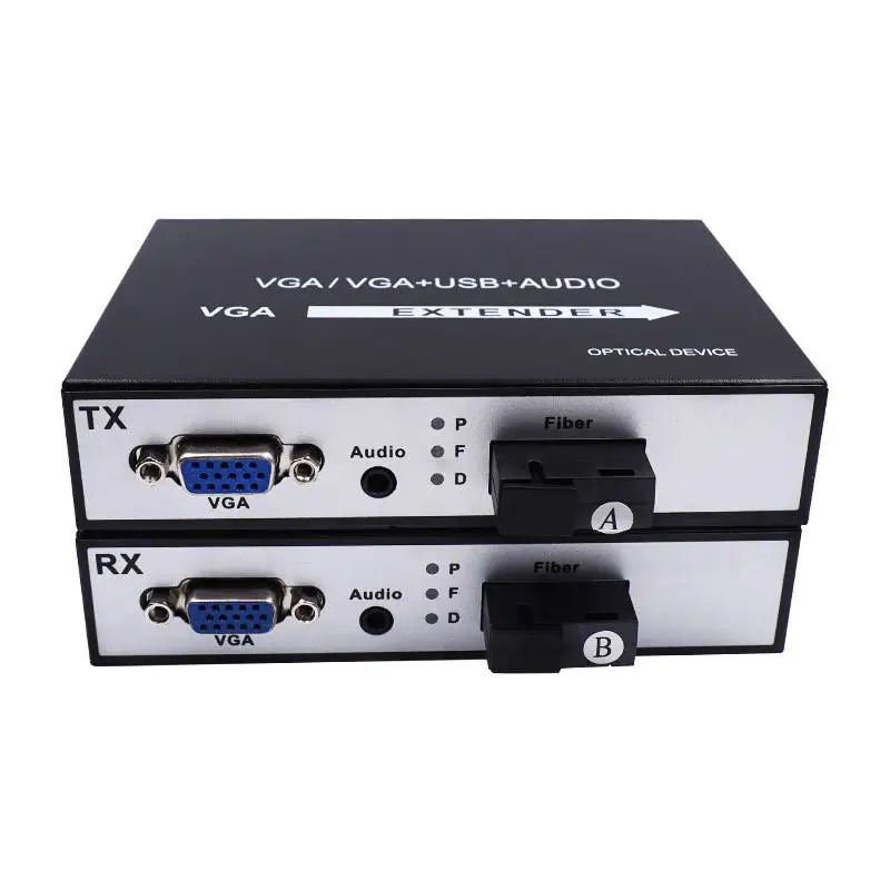 

High Quality 1Pair 1080p 60hz VGA Audio to Fiber Extnder 20Km Single-mode Single-fiber SC Interface VGA Fiber Optic Extender