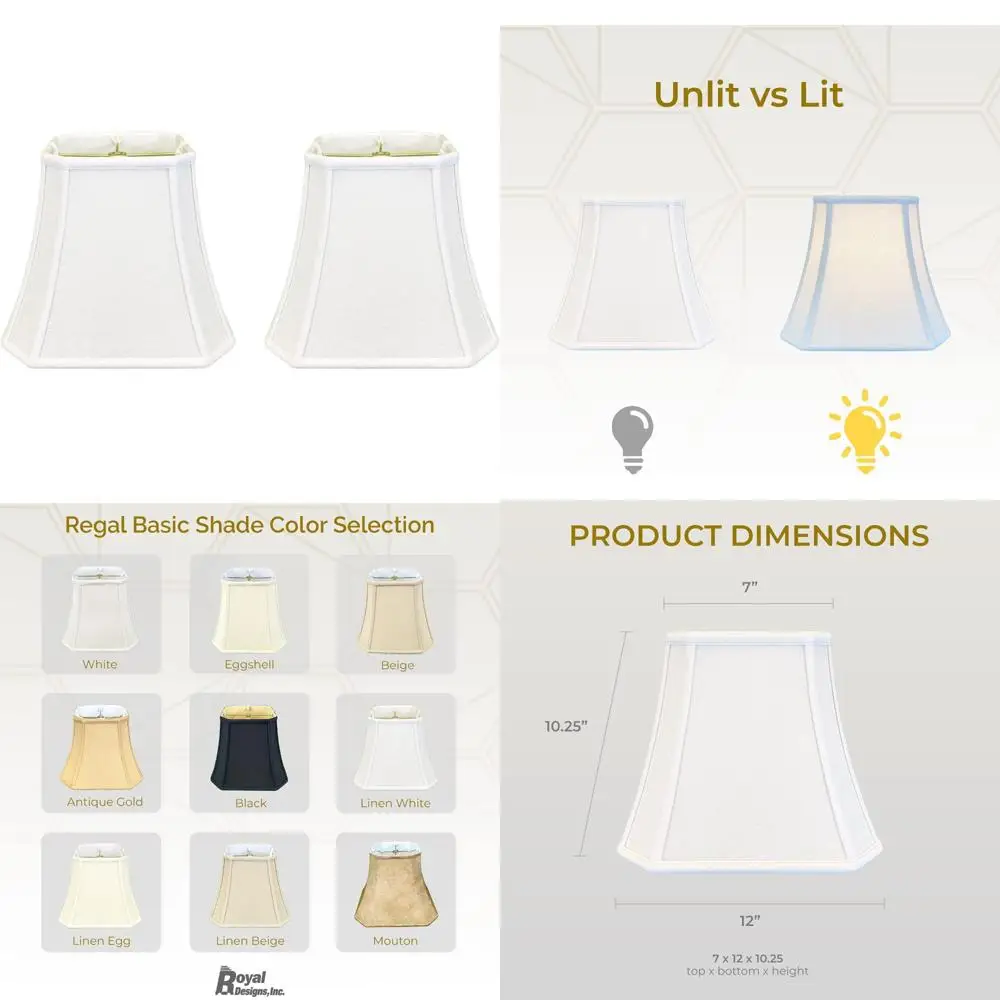 

Linen White Square Cut Corner Basic Lamp Shades, 7.5x12x10.25, 2-Pack, for Home Lighting