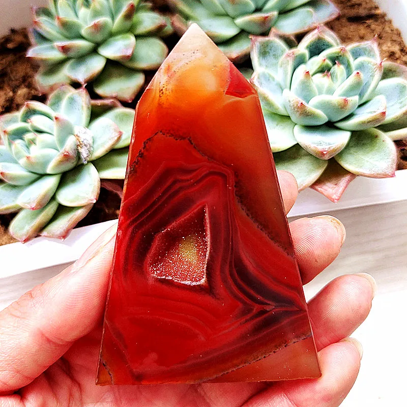 Pietra naturale agata rossa Geode Druzy Crystal Tower Point Home Decor bacchetta stregoneria meditazione Reiki Chakra cristalli curativi