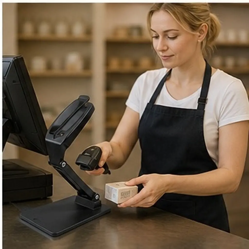 Adjustable Universal Scanner Bracket Stand for Barcode Scanners Sturdy ABS Construction Easy Tool Free Setup Cash Register