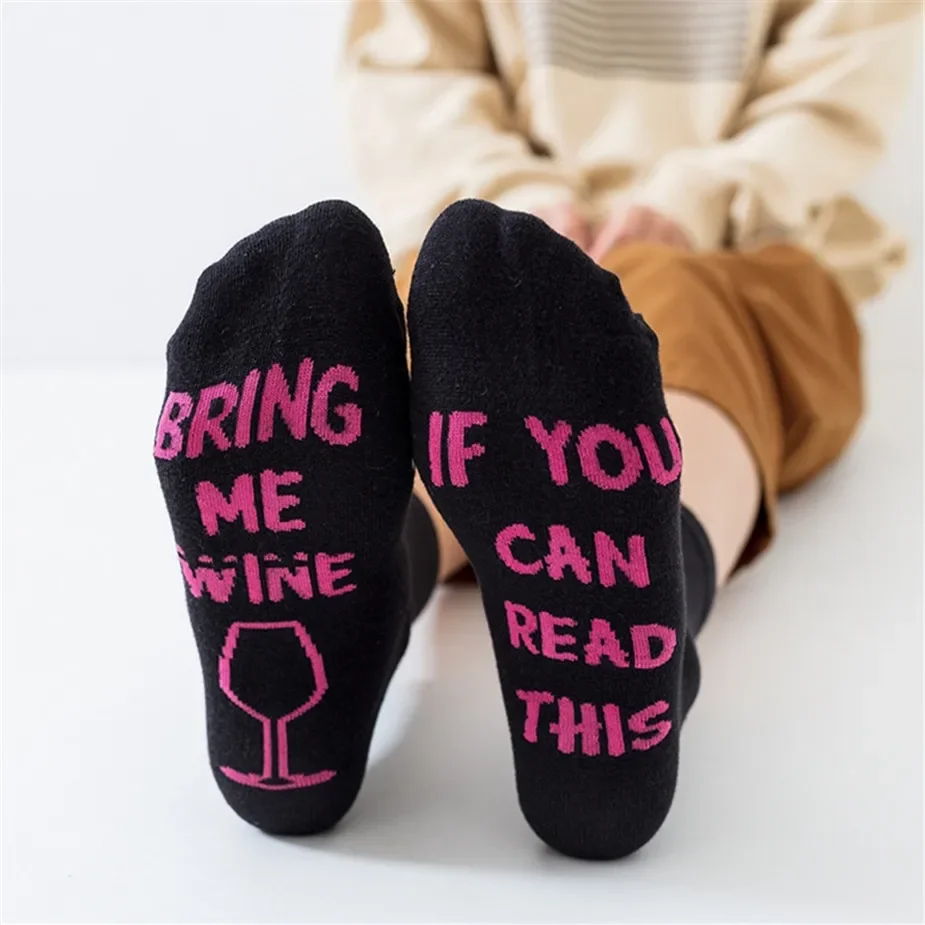 Custom Wine Socks Men If You Can Read This Bring Me A Glass Of Wine Autumn Spring Winter 2021 Halloween Christmas Gift Dropship