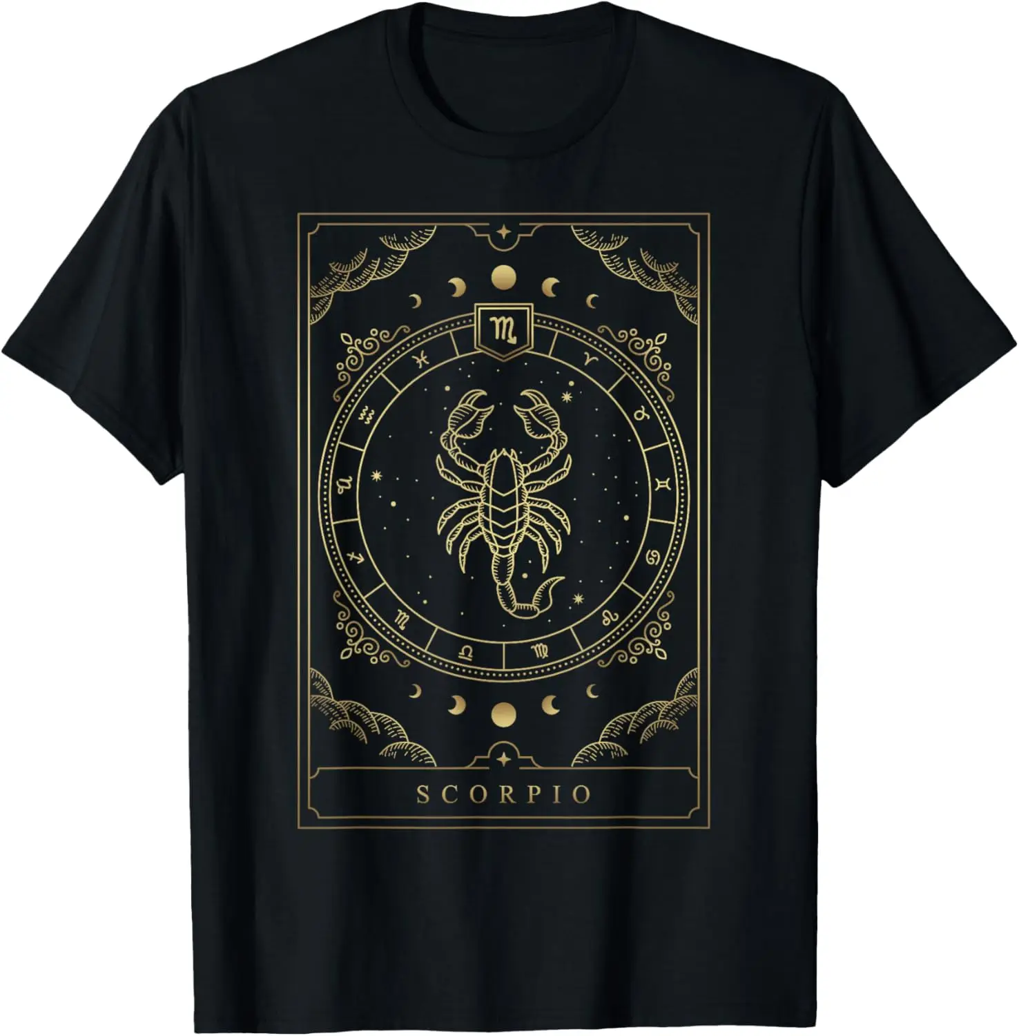 Scorpio Horoscope And Zodiac Symbol T-Shirt 100% Cotton Trendy Y2K Short-Sleeve Tee-Soft, Quick-Drying, Moisture-Wicking; Ideal