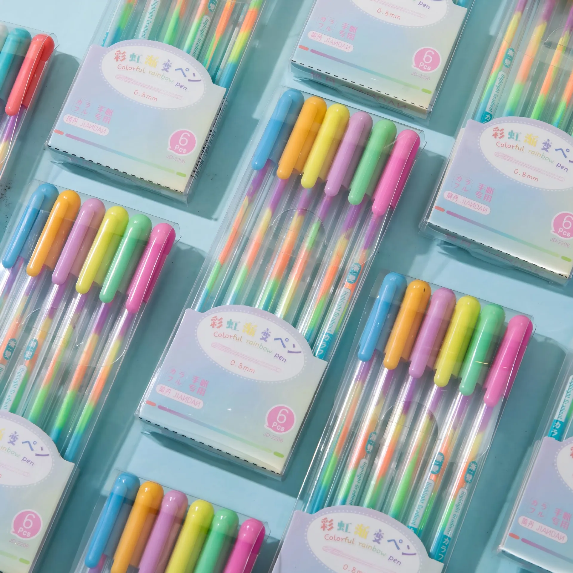 6Pcs/Set Of Cute Kawaii Color DIY Ballpoint Pen Color Chalk Drawing Rainbow Gel Pen Graffiti Pen Children's Diary Decoration