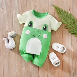 Newborn Clothes Cute Cartoon Frog Print Cotton Comfortable And Soft Boys And Girls 0-18 Summer Short Sleeved Baby Jumpsuit