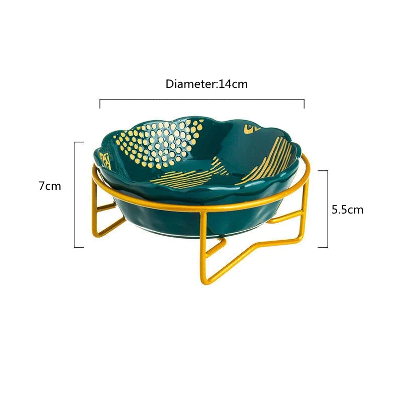 New Ceramic Pet Bowl Protect The Spine Table High Foot Cute Cartoon Feeder Dog and Cat Fish Pattern Bowl Pet Supplies