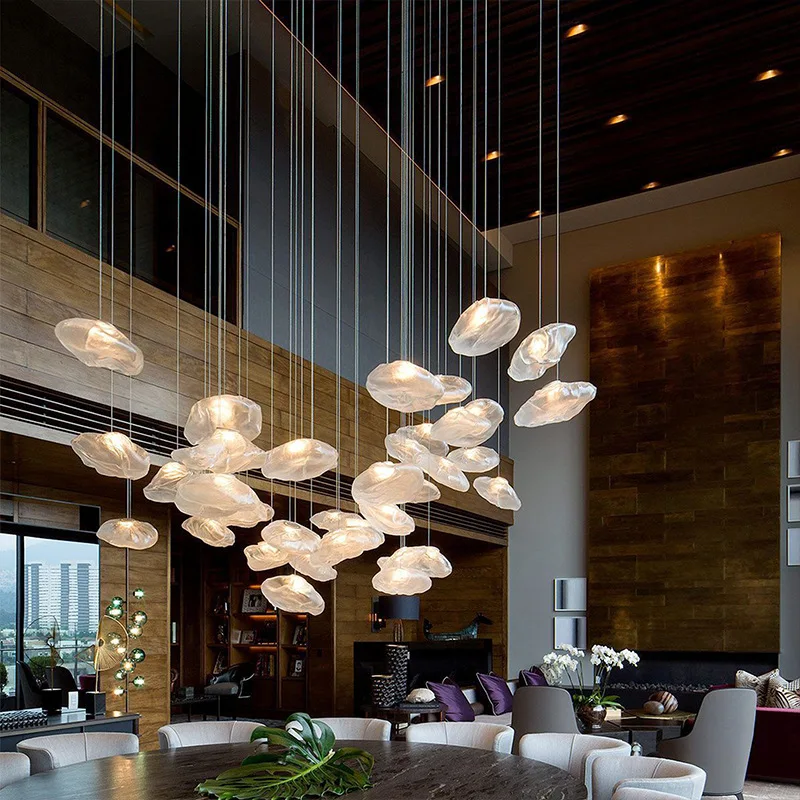 Modern Cloud Design Smoky Grey Glass Pendant Light Art Pendurado Lâmpada Decorativa Blown Glass Pendant Lights Restaurante Chandelier