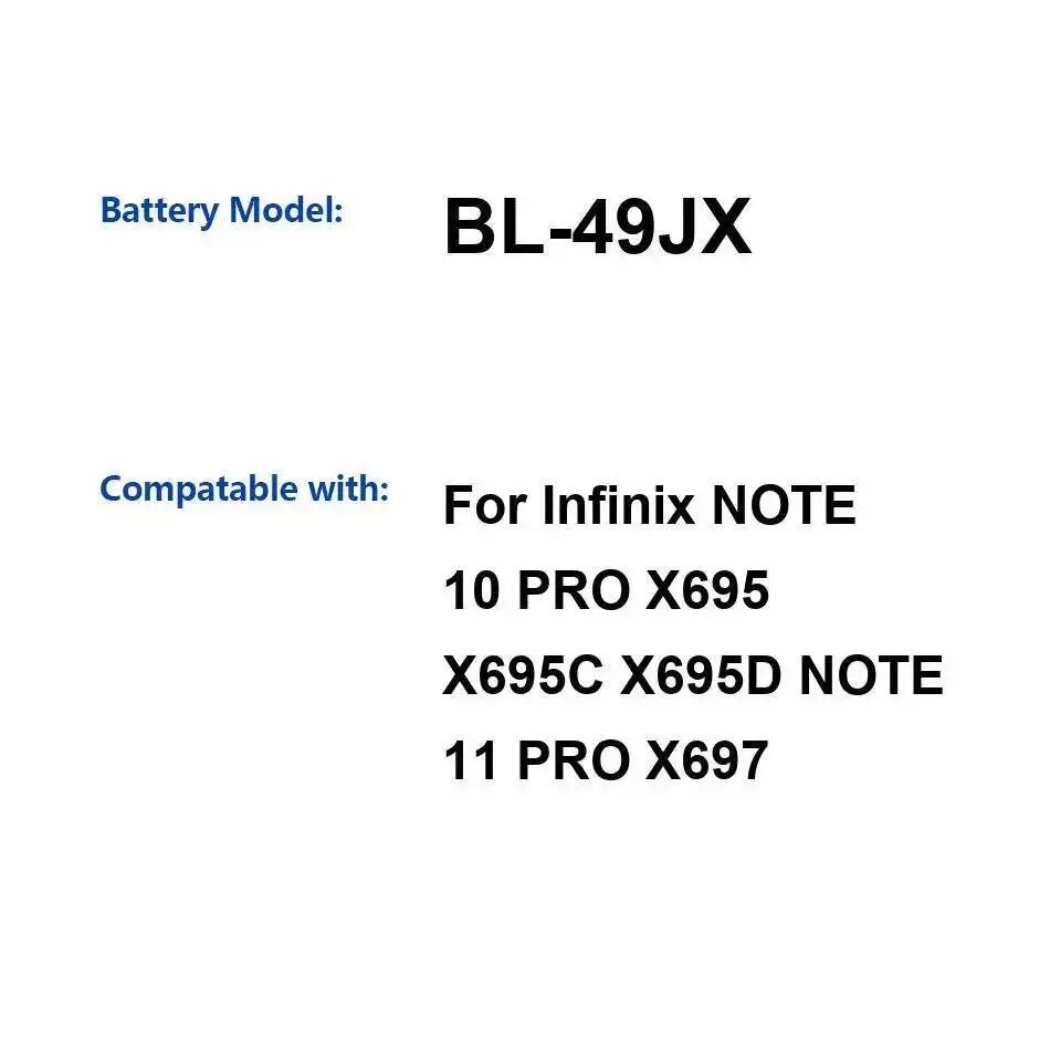 

5000 мАч для Infinix Note 10 Pro X695 X695C X695D 11 X697 BL-49JX аккумулятор мобильного телефона стабильный экологически чистый