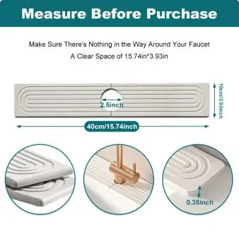 Faucet Mats Diatom Mud Kitchen Sink Water Absorbent Stone Sink Tray Fast Drying Sink Wash Diatomite Mats Bathroom Counter