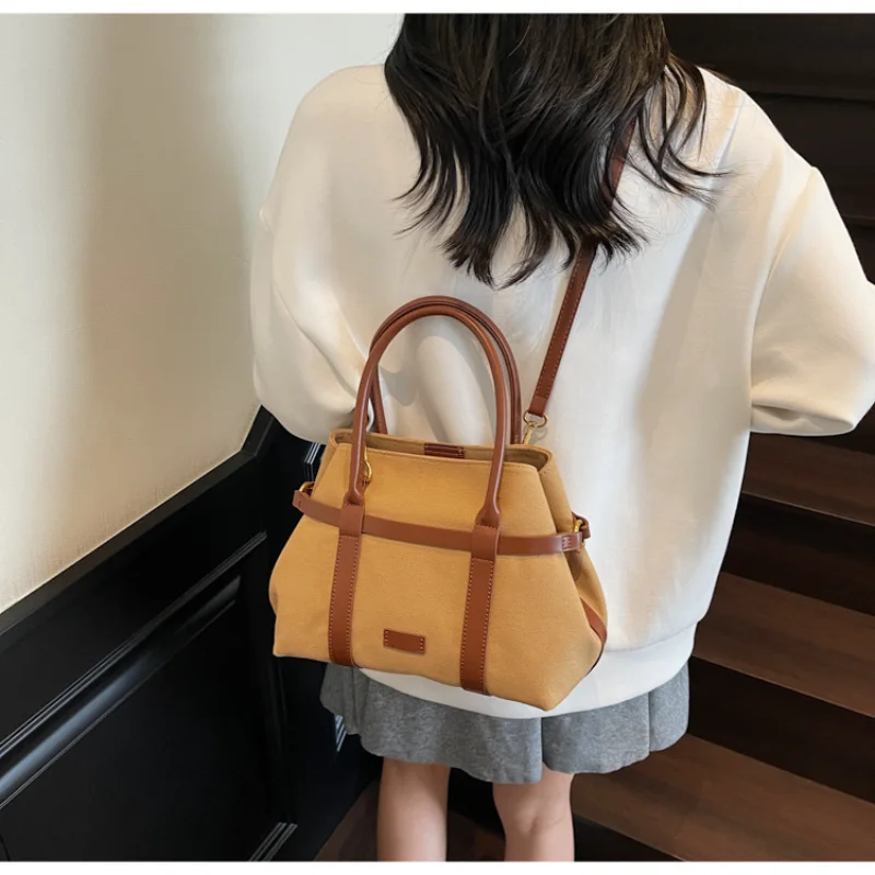 

2025 Tote Bag for Women Color-Block Convertible Shoulder Purse with Detachable Pouch Work & Weekend Bag