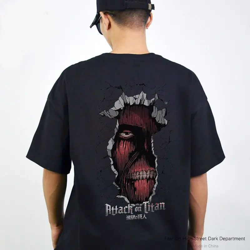 

Bandai Genuine Attack Giant Clothes Anime Short Sleeves Super Large Giant Printing Men's and Women's Same Short Sleeves