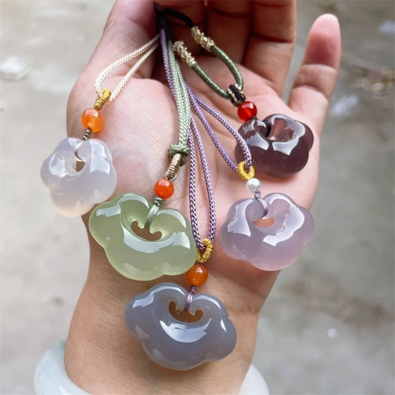 

Natural Agate Pendant High Chalcedony Pink Lock of Good Wishes Pendant Women's Necklace
