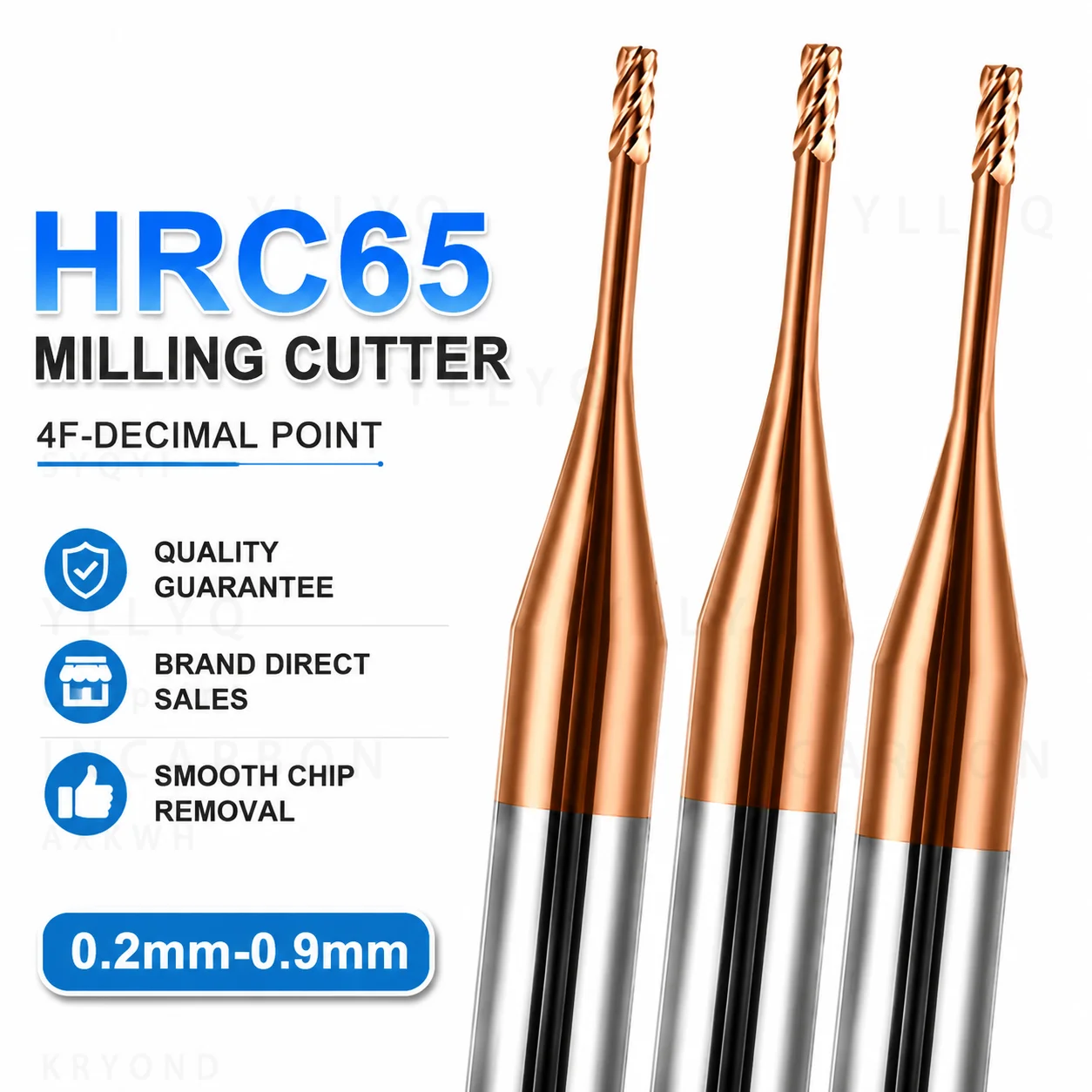 4 Flute Deep Groove Carbide End Mill Long Neck Extended Reach CNC Milling Cutter 0.2-0.7mm for Deep Hole Precision Machining