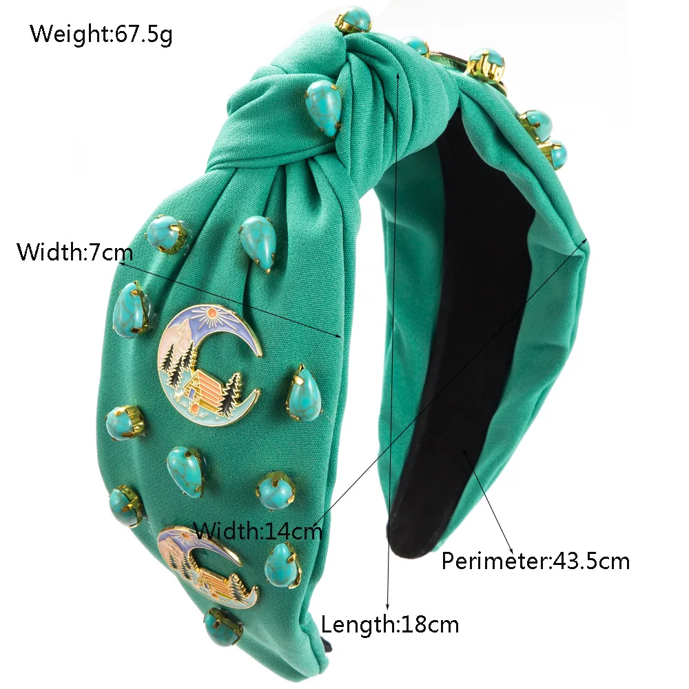 Refreshing Stylish New Arrival Turquoise Headband Creative Alloy Dripping Oil Antique Accessories Travel Hair Accessories