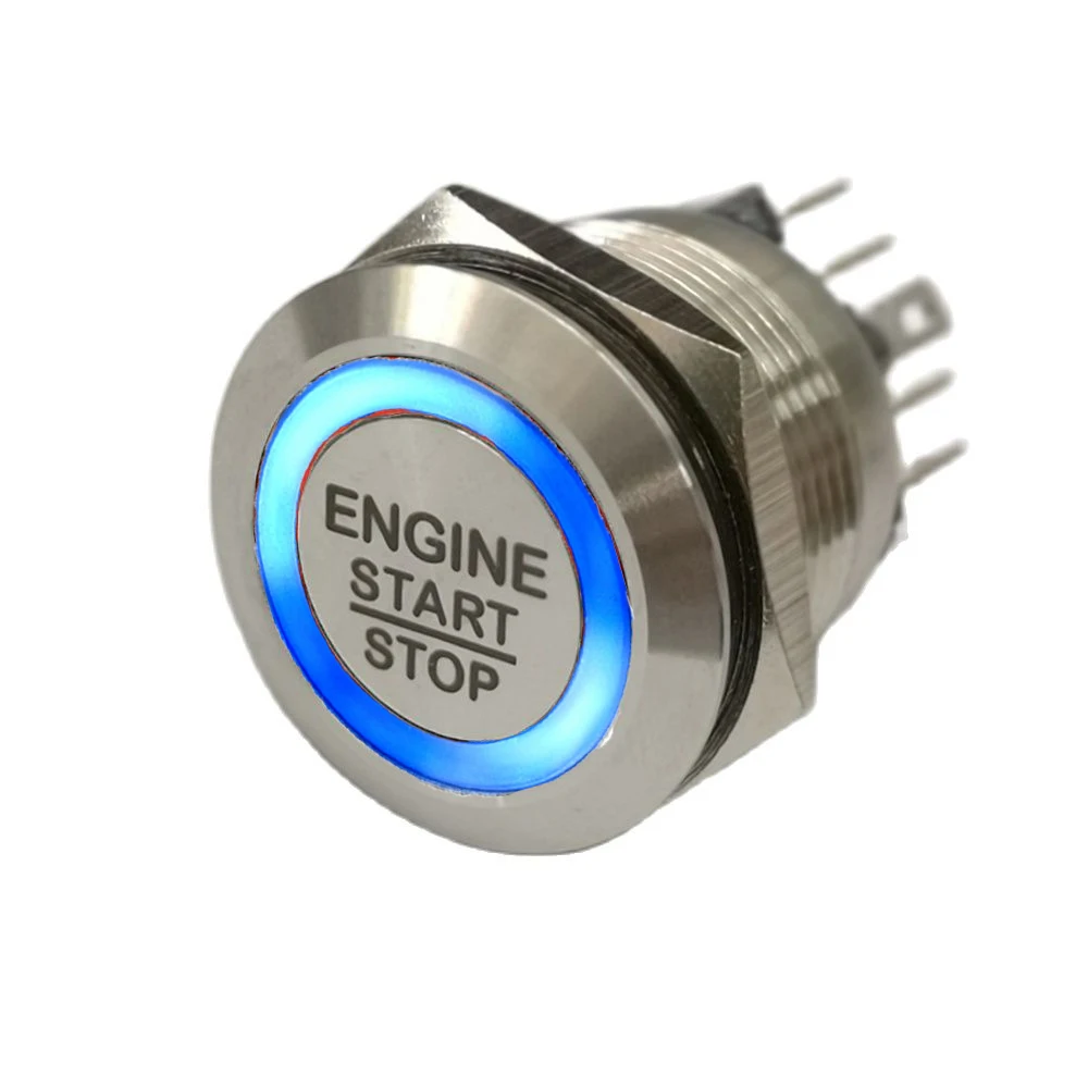 22mm 25mm 30mm  Momentary Waterproof Metal  START STOP Start Engine Electric Switch 3V 6V 12V 24V Green Red Ring Led