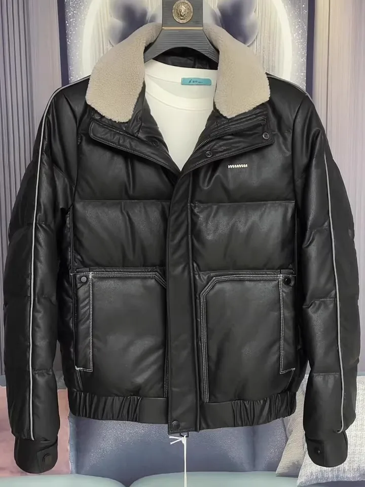 

Высококачественная мужская пуховая куртка: новая осенне-зимняя модная модель с отстегивающимся меховым воротником, приталенный крой, длинный рукав, теплая верхняя одежда