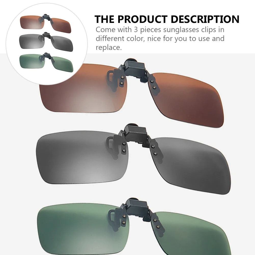 

3pcs Polarized Sunglasses Clips For Myopia Eyeglasses Frame Rimless Full Frame Metal Alloy Strong Clamp Outdoor Driving