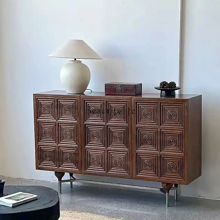 

5Medieval solid wood living room decorative entrance cabinet French carved bedroom storage locker