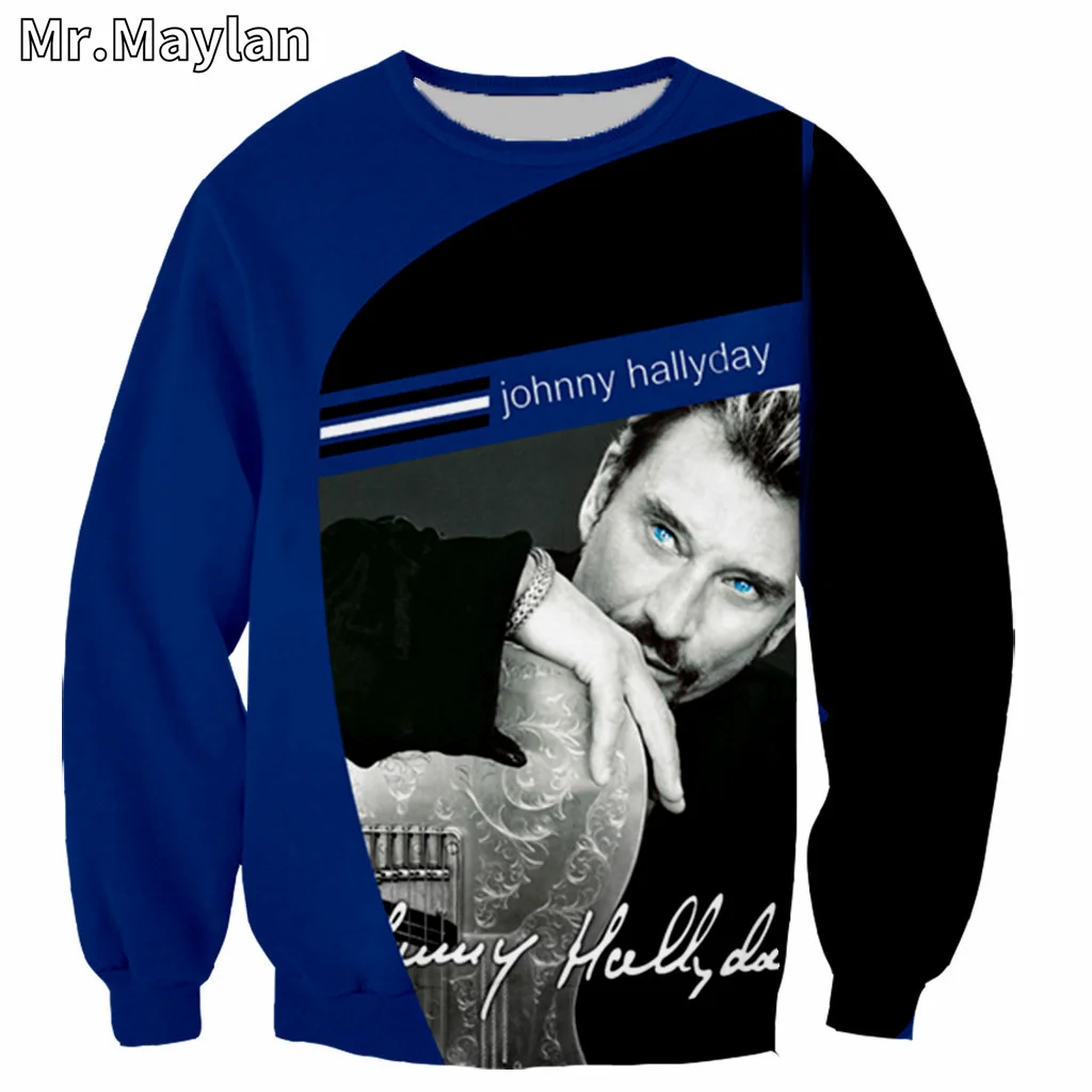 Rock French Johnny Hallyday Sweatshirts 3D Print Unisex Pullover Hoodies Long Sleeve Crewneck Streetwear Hoody Sudaderas 5XL A99