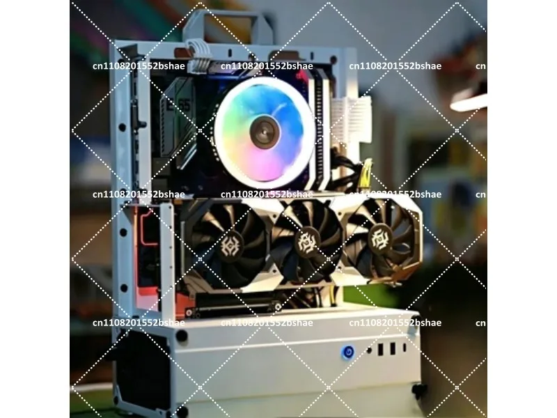Boîtier PC ATX/MATX ouvert avec support pour radiateur 240/360, montage vertical de la carte graphique, compatible refroidissement eau/air