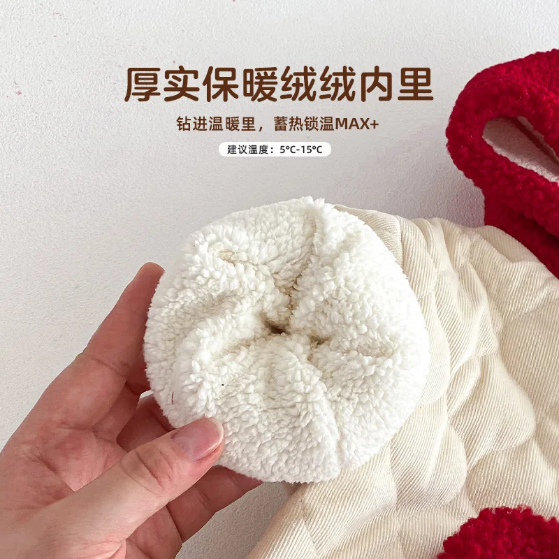 Baby Safety Happy New Year's Clothing 2025 New Winter Newborn Clothes Baby Color Blocked Hoodie with Velvet Crawler