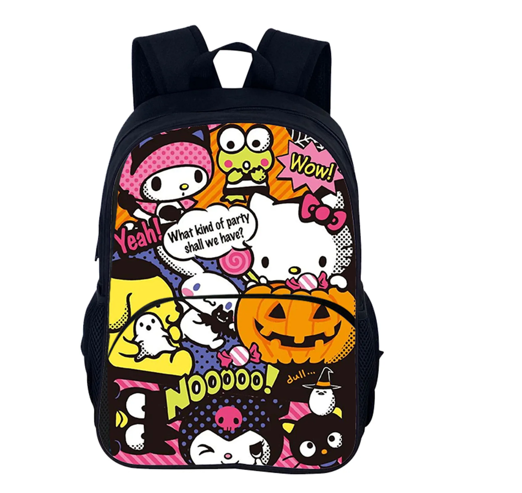 

Fashion Kuromi Classic Children Backpack-Back to School Knapsack-Front Pocket Rucksack for Unisex Boys Girls
