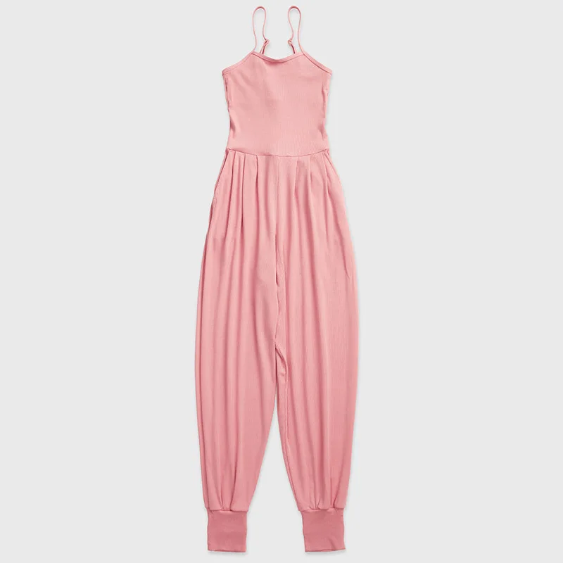 Comfortable Sports Pilates Coverall Jumpsuit Yoga Suit Korean Suspender Vest Leggings Full Length Slash Pockets Women